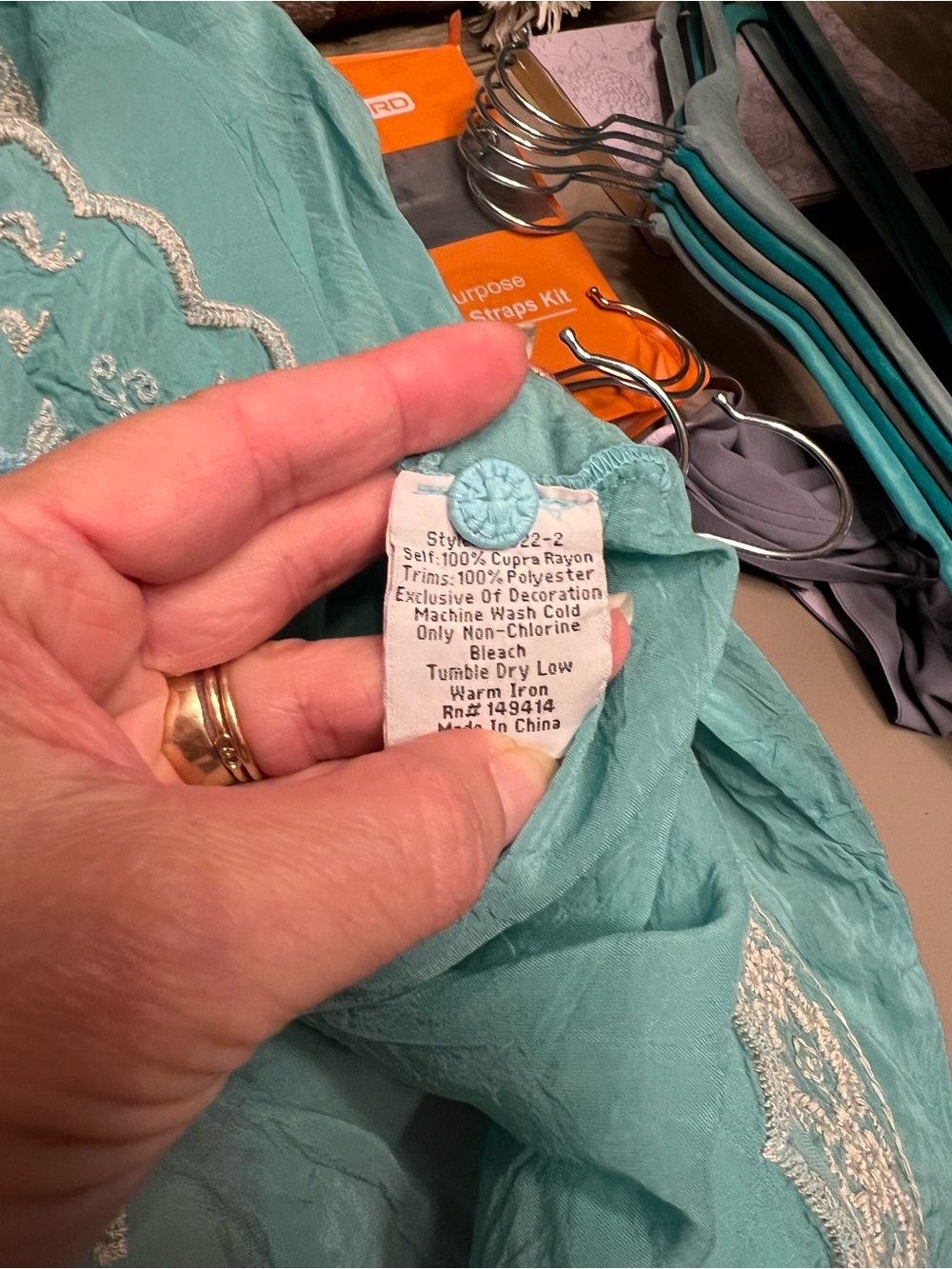 Johnny Was Embroidered silk Turquoise Floral Button-Front Women's Top - Picture 15 of 16